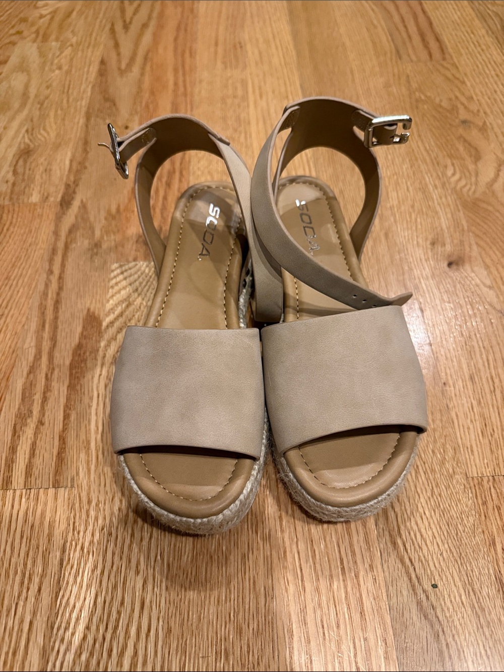 Soda Neutral Beige Ankle-Strap Espadrille Sandals for Kids